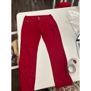 TRUE RELIGION Jeans Red Linen SLim Straight Leg Women Size 26